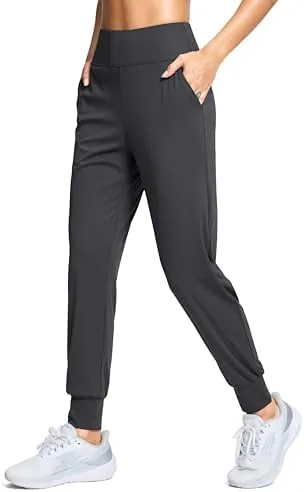 santiny womens joggers pants with pockets lightweight high waisted athletic gym workout pants for women yoga travel dark grey m